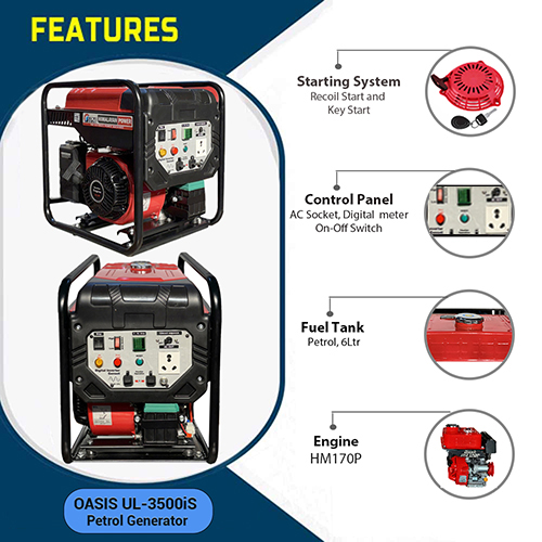 3 KVA Smart Portable LPG Inverter Generator  With LPG Model Oasis UL-3500is 
